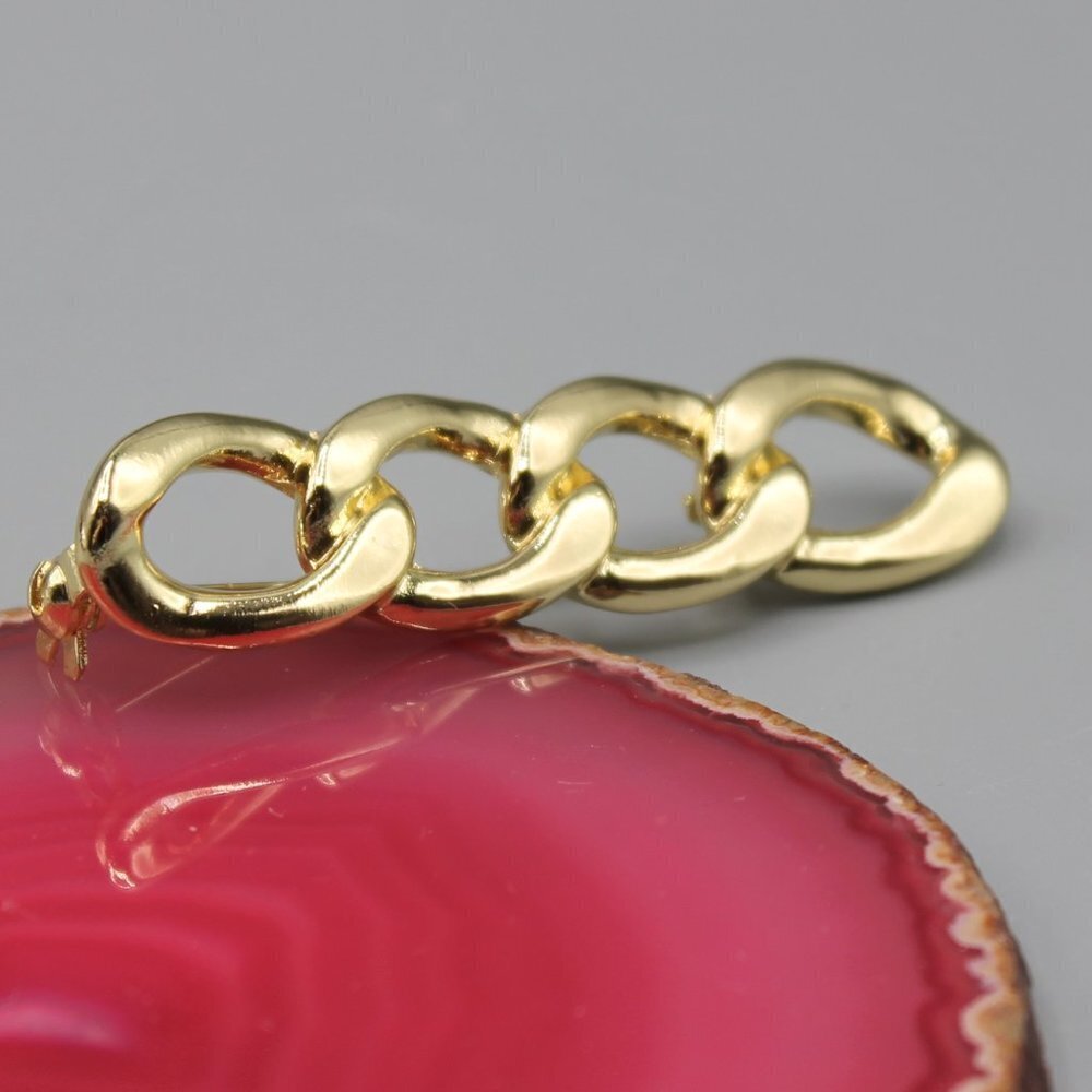 Cable link chain pin brooch jewelry brand new fashion yellow gold tone elegant